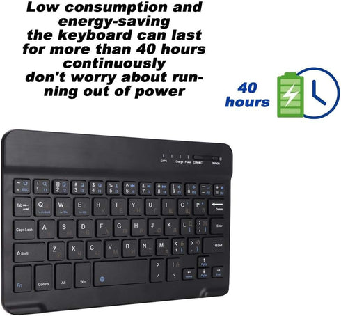 Russian English Keyboard, 7 Inch Rechargeable Ultra Thin Russian Wireless Bluetooth Keyboard for Smart Phone, Tablet Computer, Low Consumption and...