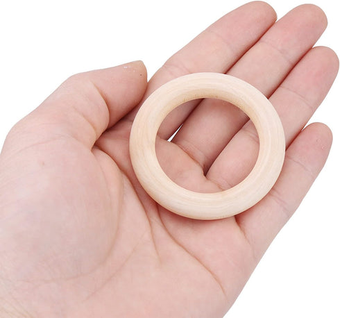 50pcs Wood Rings Circle Unfinished Wooden Round Rings Wood Craft Pendant Connectors for Jewelry Making...