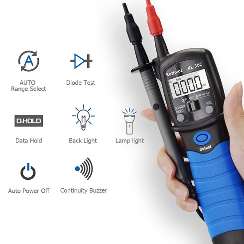 Voltage Tester Digital Multimeter Pen, Kethvoz Voltmeter 600V Electrical Meter, 6000 Count TRMS AC DC Volt Detector Ohmmeter Continuity Tester wit...