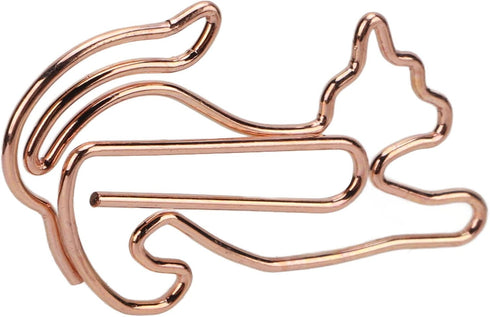 20Pcs Cute Cat Shaped Paper Clips, Metal Animal Shaped Clips, Rose Gold Paperclips for Office, Paper, and Memo...