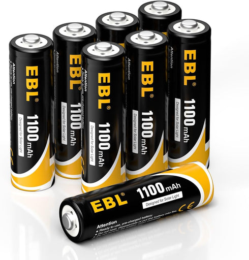 EBL AA Rechargeable Batteries, 1.2V 1100mAh High Capacity AA Battery for Solar Garden Lights (Pack of 8)...