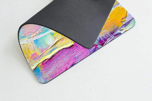 Smooffly Mousepad paint Oil paints cover Abstract print Multicolor mousepad Mouse pad rainbow Yellow White Violet Pink Blue Purple for office...