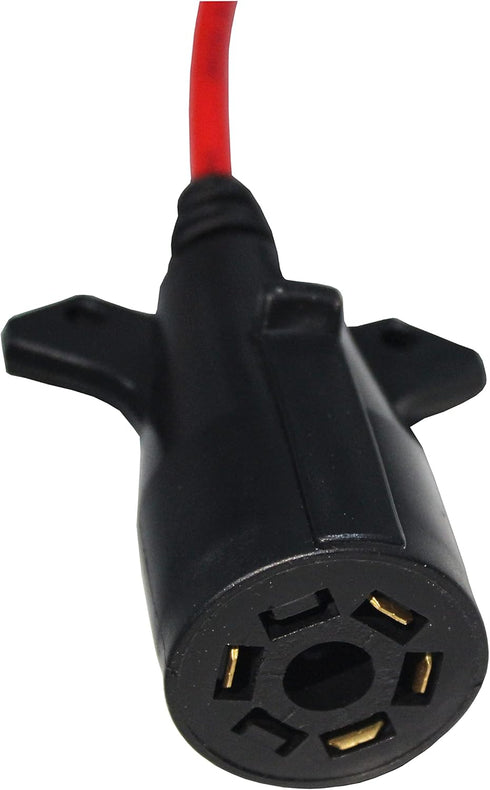 MaxxHaul 70086 7-Way Round to 4-Way Flat Trailer Plug Adaptor with 18 Inch Flexible Cable Which Extends To 36 Inches , Red...
