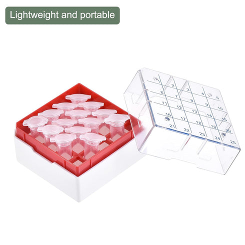 YOKIVE Freezer Tube Box, PP Holder Rack for 1.8/2ml Centrifuge Tubes | Fixed Sample Tube, Great for Lab and Scientific Institutes (25 Places, Red)...