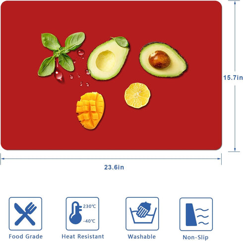 2 PCS Silicone Mats for Kitchen Counter, 23.6" by 15.7" Multipurpose Mat,Heat Resistant Nonskid Table Mat for Air Fryer to Site on, Countertop Pro...