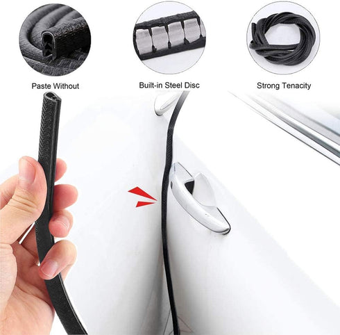 QBUC Car Door Edge Guards,13Ft(4M) Rubber Clip Seal U Shape Edge Trim Guard Protection Car Door Protection Fit for Most Models...