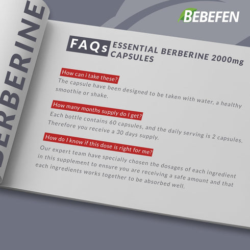 BEBEFEN Berberine HCL Supplement 2000mg - Supports Immune System, Cardiovascular Health - Non GMO | Gluten Free...
