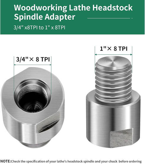 Lathe Headstock Spindle Adapter,Converts FT 3/4" x 16 to MT 1" x 8 TPI for Woodworking Lathe...