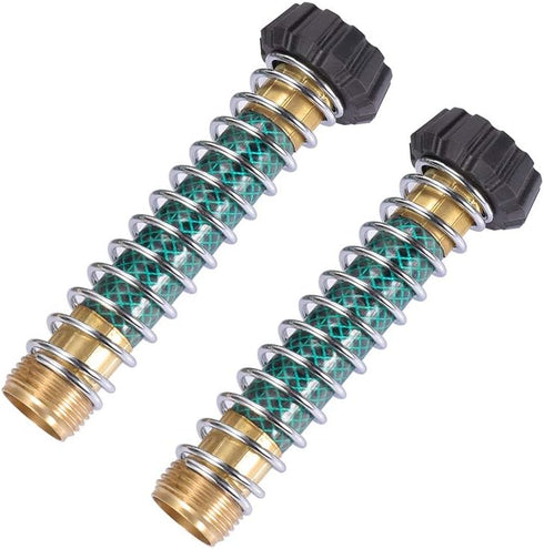 Garden Hose Coiled Spring Protector with Solid Brass Faucet Hoses Coupling Adapter Extension with Comfortable Rubberized Grip 2pcs...