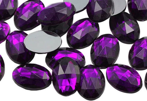 Allstarco 25x18mm Purple Amethyst A06 1" Large Flat Back Oval Acrylic Rhinestones Cosplay Gems Plastic Jewels Embelishments DIY Crafts - 20 Pieces...