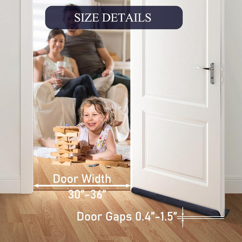 GDHOMM Under Door Draft Stopper Door Sweep Noise Blocker Weather Stripping Size Adjustable 30"-36" Gap Filler & Door Seal, Black...