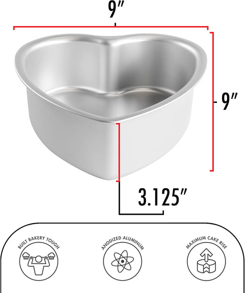Fat Daddio's PHT-L83 Anodized Aluminum Removable Bottom Heart Cake Pan, 8 x 3 Inch...