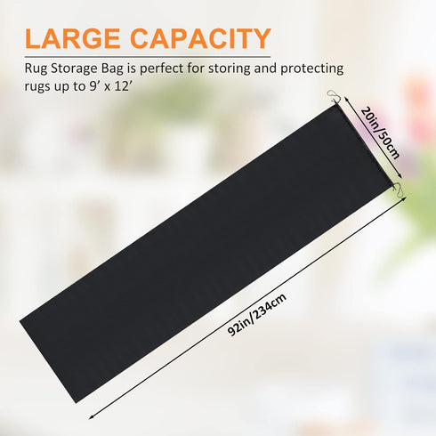 Jumbo Rug Storage Bag for Rugs up to 6 x 9 Ft, Protection for Rolled Rug 20 x 92 Inch, Large Nylon Drawstring Rug Storage Bag(92 x 20 Inch)...