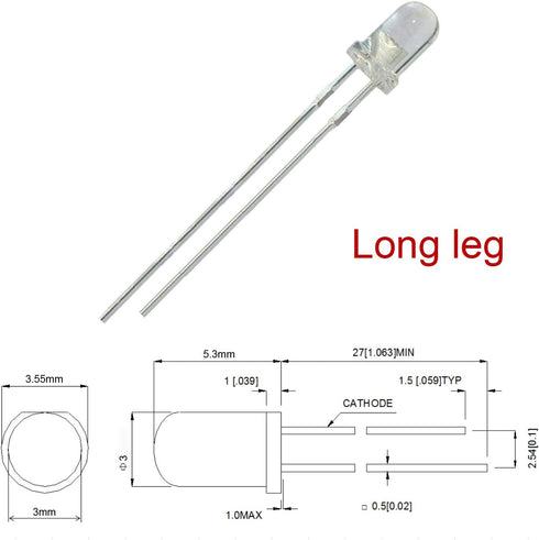 50pcs 12V 3mm White LED 9V Gauge Cluster Instrument Light Emitting diodes(White Blue Green Yellow red, Optional in Listing) 0.06 watts...