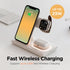 mooas 3 in 1 Wireless Charging Station, 15W Fast Wireless Charger Nightlight, Multiple Wireless Charging Stand Dock for iPhone 15/14/13/12/11/XR/X...