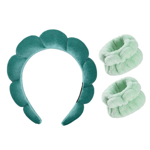Spa Headbands for Washing Face, Makeup Headband, Skin Care Headbands, Wristband Set, Bubble Facial Headband, Towel Headband,Hairband Puffy headban...