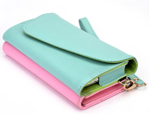 Clutch Wallet with Wristlet and Crossbody Strap for Smartphones or Phablets up to 5.7 Inch - Carrying Case - Frustration-Free Packaging - Teal and...