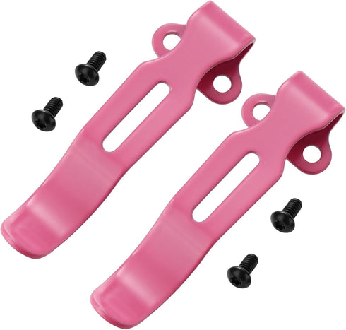 2 Packs Deep Carry Pocket Clips for Benchmade, Emerson, Protech and More, Pink Coating Stainless Steel Pocket Knife Clip Replacement with 4 Pieces...