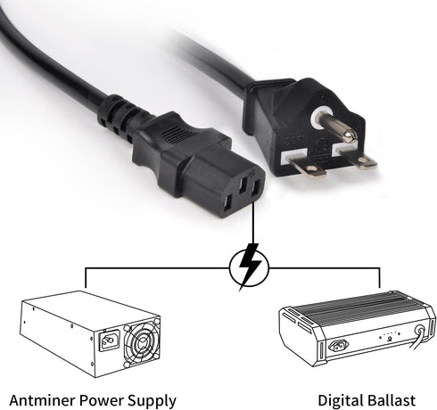 Power Extension Cord, NEMA 6-15P to C13 Power Cable, 10ft 16AWG Durable Power Extension Cable 240V, Stable Current, Anti-Aging, High Load Capacity...