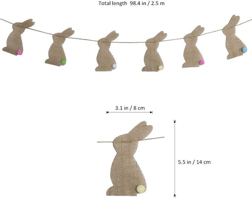 BinaryABC Easter Bunny Rabbit Burlap Banner Bunting Garland, Easter Decorations...