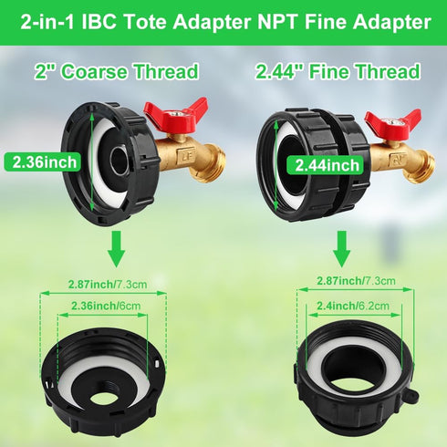 Ibc Tote Adapter Ibc Tote Fittings Ibc Tote Valve with 2.44inch IBC Tote Adapter Sealing Tape Quick Connector 3/4inch Pacifier for 1000L/264 Gallo...