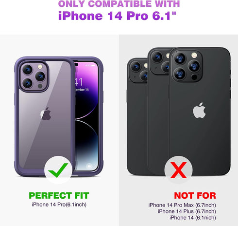 Diaclara Designed for iPhone 14 Pro Case 6.1’’, Full Body Rugged Protective Case+2 Pack Camera Lens Protector w/Built-in Touch Sensitive Anti-Scra...