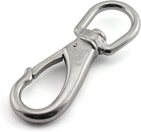 1-Pack M7 Swivel Eye Snap Hook 304 Stainless Steel Boat Marine Pet Chains Keychains Lanyard Hook Multi-Use Spring Snap Hook Clasp Hardware Accesso...