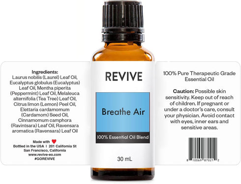 Breathe Air Essential Oil Blend 30mL by Revive Essential Oils - 100% Pure Therapeutic Grade, for Diffuser, Humidifier, Massage, Aromatherapy, Skin...