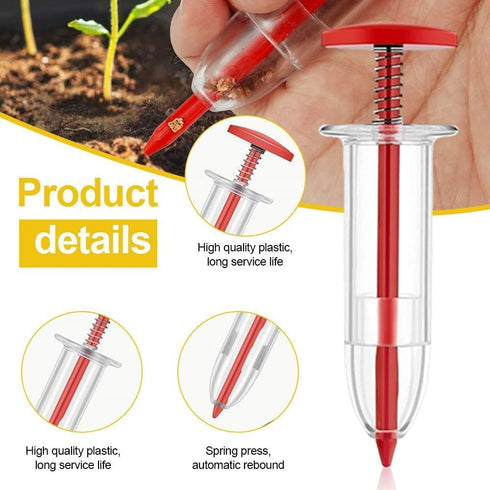 6Pcs Red Mini Seed Spreader, 2024 New Mini Sowing Seed Dispenser, Small Seed Planter Tool, Manual Seedlings Dibber and Widger Set, Seed Sower Spre...