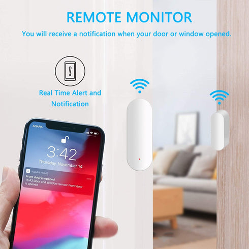WiFi Door Sensor, Smart Window Contact Sensor for Home Security, Wireless Window Door Sensor Alarm Compatible with Alexa and Google Assistant, No ...