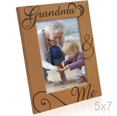 KATE POSH Grandma and Me Engraved Natural Wood Picture Frame, I Love You Grandma, Grandparent's Day, Best Grandma Ever, Grandmother Gifts, Grandma...