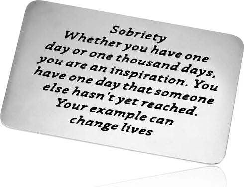 Vadaka Sobriety Gift Card Metal Wallet Insert Card Addiction Recovery Gifts AA Gift Sober Jewelry for Men Women Engraved Wallet Insert Card Inspir...