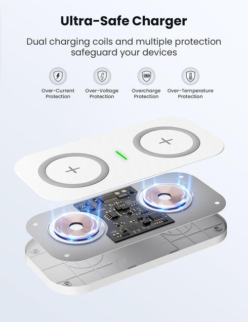 Dual Wireless Charger,JoyGeek Wireless Charging Pad for iPhone 14 Plus/14 Pro/14/13 Pro Max/Pro/Mini/12,Airpods 3/2,Wireless Phone Charger for Sam...