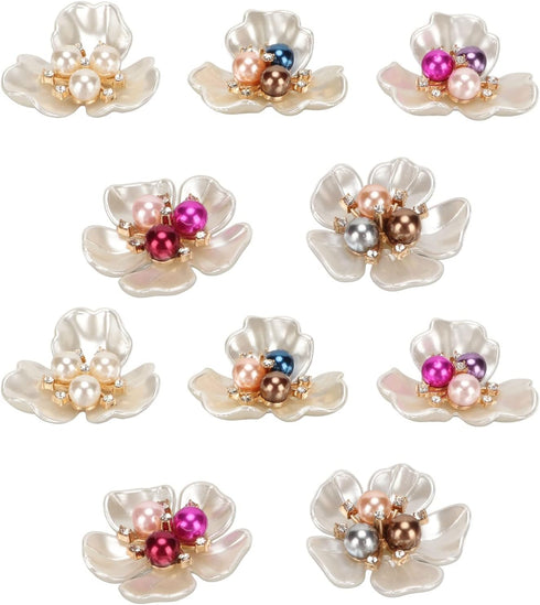 HEEPDD 20Pcs Flower Rhinestone Buttons, Flat Back Faux Pearl Flower Buttons Embellishments for Crafts Jewelry Making Wedding Clothes Bags Shoes De...