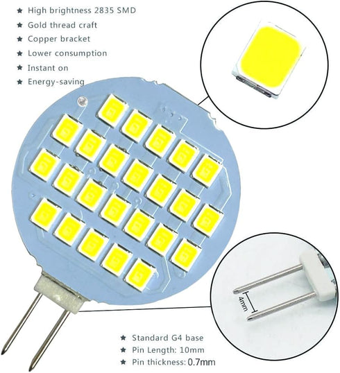 GRV G4 24-2835 SMD LED Bulb Lamp Super Bright Cool White RV Camper Cabinet Dome Light AC/DC12V-24V Pack of 10 (3.0Generation)...