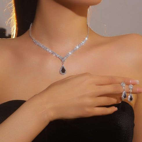 YOOESTORES82 Rhinestone Wedding Jewelry Sets for Women Bridal,Glitter Crystal Teardrop Statement Prom Earrings Necklace Party Costume Jewelry Sets...