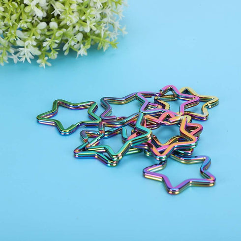 Pentacle Shaped Key Rings, Flat Metal Chain Rings Construction Long Lasting Lightweight Portable Colorful for Fashionable Home Car Office DIY Jewe...