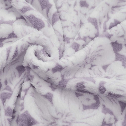 FY FIBER HOUSE Flannel Fleece Throw Blanket Super Soft Lightweight Microfiber with Flower Print for Couch, 50"X60", Lavender...