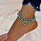 Zoestar Boho Starfish Turtle Anklet Ankle Bracelet Beaded Foot Accessories Double Layer Jewelry for Women(Silver/1Pc)...