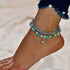 Zoestar Boho Starfish Turtle Anklet Ankle Bracelet Beaded Foot Accessories Double Layer Jewelry for Women(Silver/1Pc)...