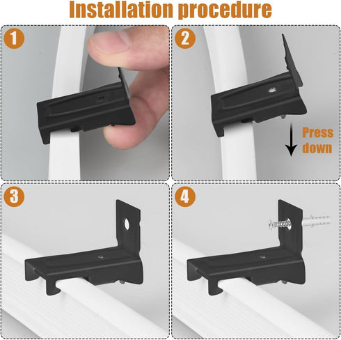 Curtain Track Brackets, Curtain Track Wall Mounting Hardware Black Curtain Track Accessories(10 Pack)...