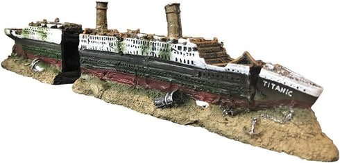 Aquarium Titanic Shipwreck Decorations - Resin Material Ship Decorations?Fish Tank Sunken Ship Ornament Aquarium Environment Friendly Decorations...