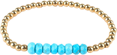 KELITCH Women Silver Stretch Bracelets Turquoise Beaded Bracelet Agate Crystal Cuff Bracelets...