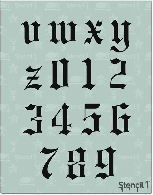 Stencil1 Old English Letter Stencils 2" - Letters & Numbers - Mylar Uppercase & Lowercase Alphabet for Hand Painting, Drawing & Cutting - Perfect ...