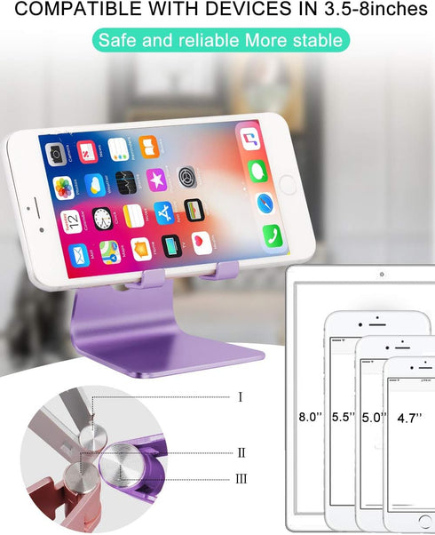 Adjustable Cell Phone Stand, Phone Holder,Tablet Stand Dock,Aluminum Desktop Compatible with iPhone 12 iPad,Samsung Galaxy,Google All Smart Phone/...