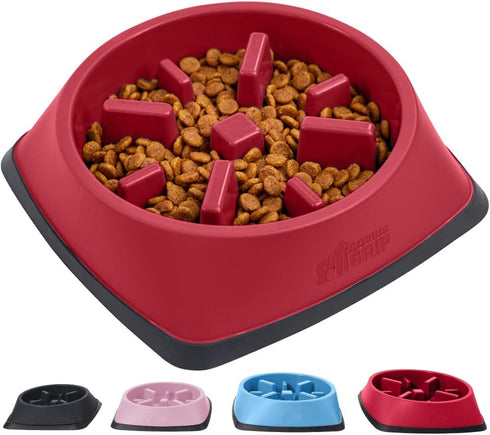 Gorilla Grip Slow Feeder Dog and Cat Bowls, Interactive Puzzle Toy for Dogs and Cats Food Training, Keeps Pets Busy and Prevents Puppy Overeating,...