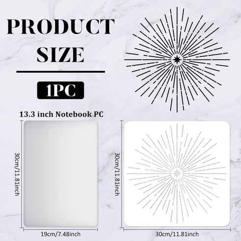 FINGERINSPIRE Starburst Stencils 11.8x11.8 inch Shining Stars Painting Stencils Plastic Stars & Light Pattern Stencils Resuable Star Crafts DIY Ho...