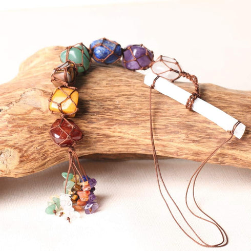 7 Chakra Stones Healing Crystals Hanging Ornament Chakra Tassel Christmas Ornaments Pendulum Good Luck for Home Decoration...