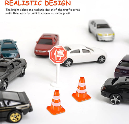 STOBOK Traffic Cone, 14pcs Traffic Signs Toys Miniature Traffic Road Cone Construction Toys Mini Cones Kids DIY Traffic Roadblock Toy for Kids Edu...