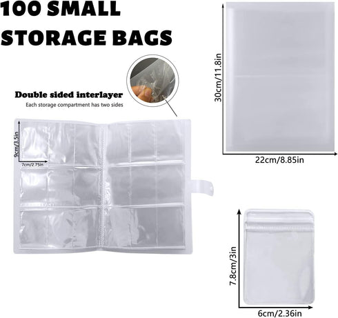 288 Grids Transparent Jewelry Storage Book with 100 Zipper Bags Portable Travel Jewelry Organizer Bags for Rings, Necklace, Bracelets...